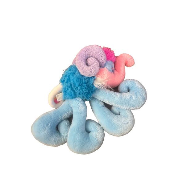 RARE Vintage 1980s Hooks Trunk Elephant Plush Stuffed Animal Pink Blue Toy - Picture 4 of 6